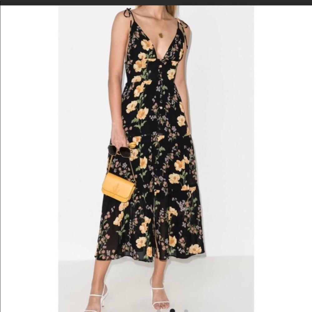 REFORMATION Jaden Floral Print Tiered Midi Dress
